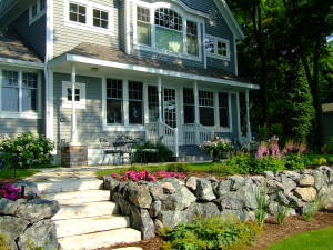 Midnight Blue Granite Decorative Rip Rap - Private Residence, WI