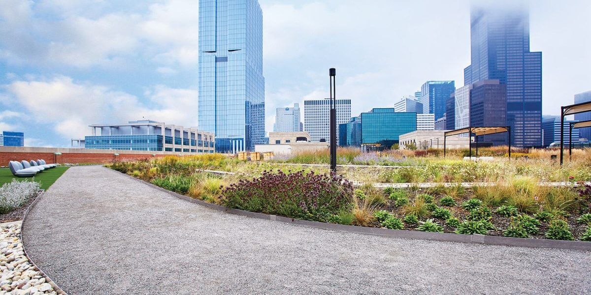 Chicago's Old Post Office Rooftop Meadow with Platinum Stabilized Pathway