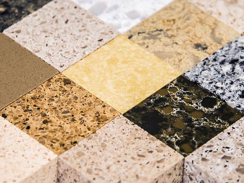 Specialty aggregates in manufactured quartz countertops