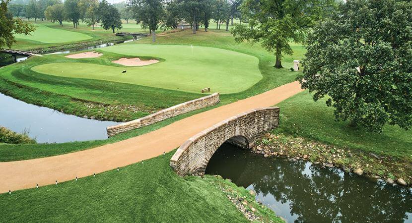 The Glen View Club golf course is shown with gorgeous wax polymer pathway materials.