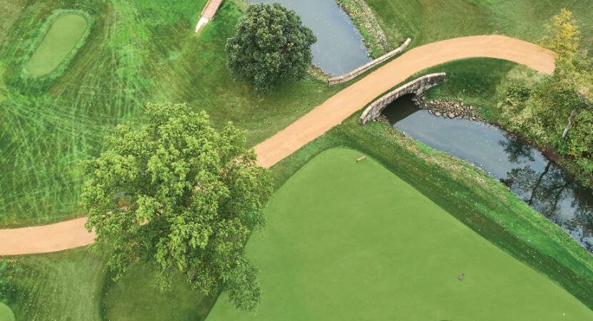 The Glen View Club golf course is shown with gorgeous wax polymer pathway materials.