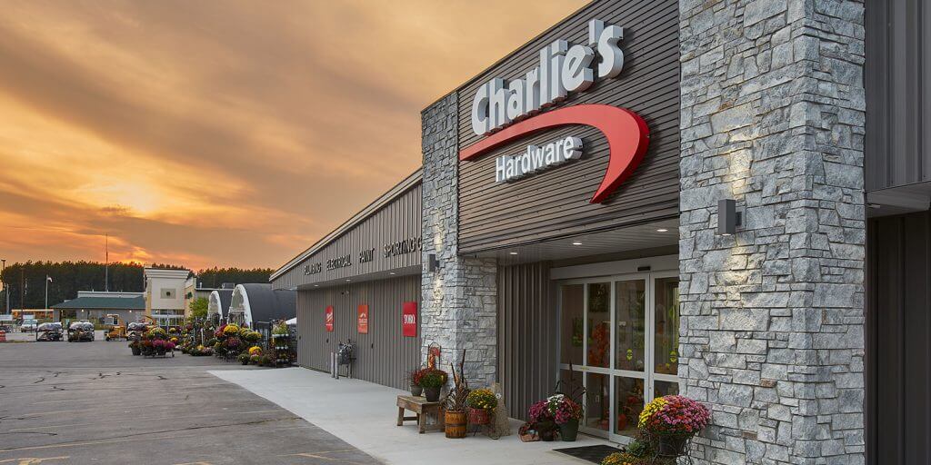 Charlie's Hardware featuring Kafka's Misty Gray Dimensional Thin Stone Veneer