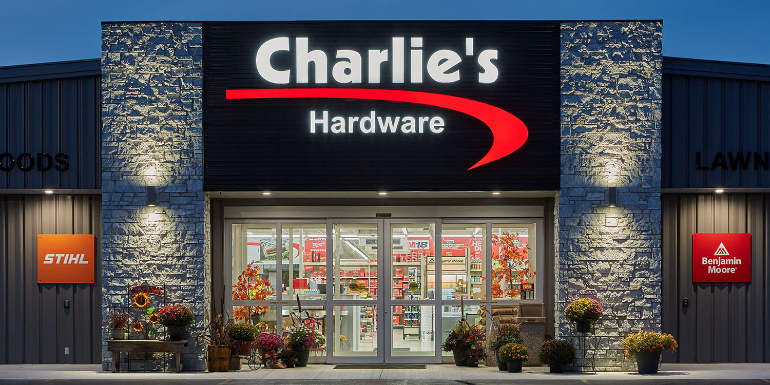 Charlie's Hardware featuring Kafka's Misty Gray Dimensional Thin Stone Veneer