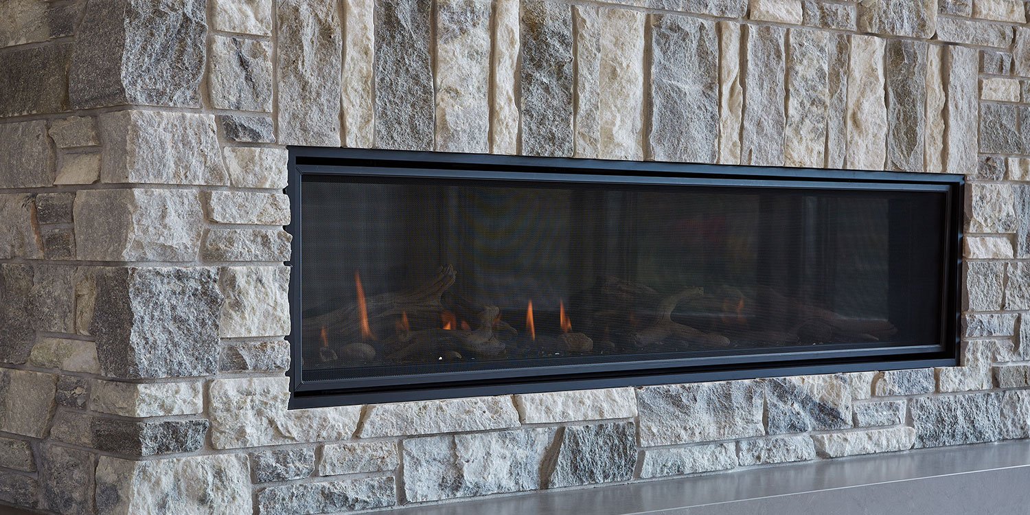 Kafka's Misty Gray Dimensional Thin Stone Veneer fireplace