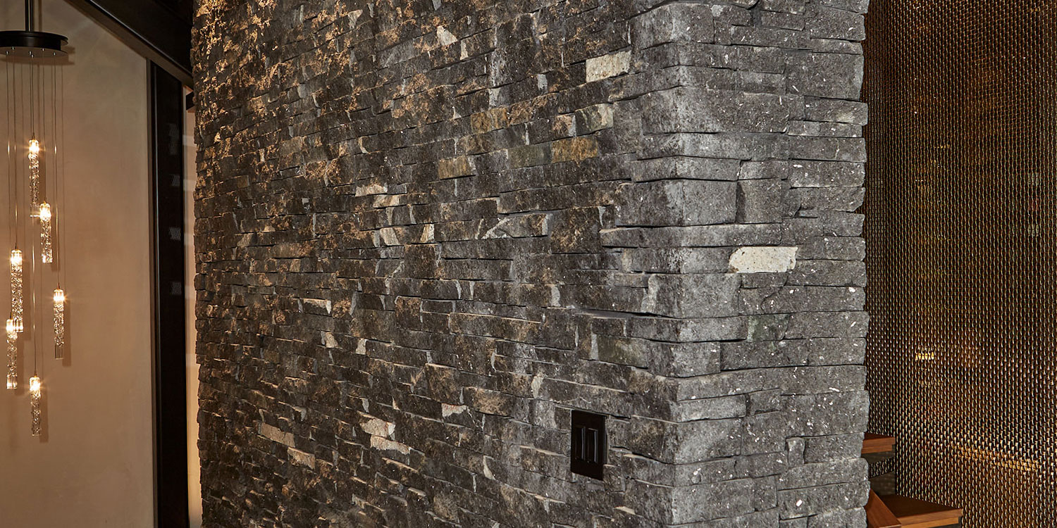 Kafka's Starlight Black Ledgestone Thin Stone Veneer accent walls