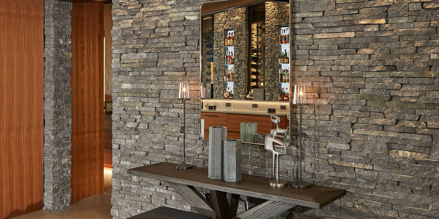 Kafka's Starlight Black Ledgestone Thin Stone Veneer accent walls